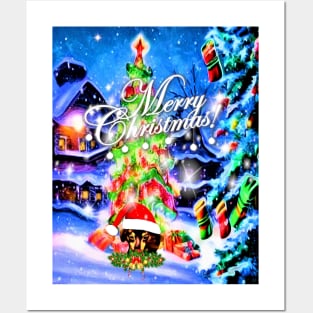 Christmas Greeting with a Cute Dachshund Puppy Posters and Art